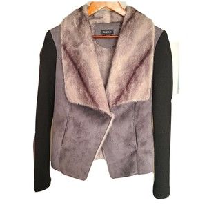BEBE Faux Fur lined jacket; Gray/Black Womens S/P  Diff Fabric Material; Pockets